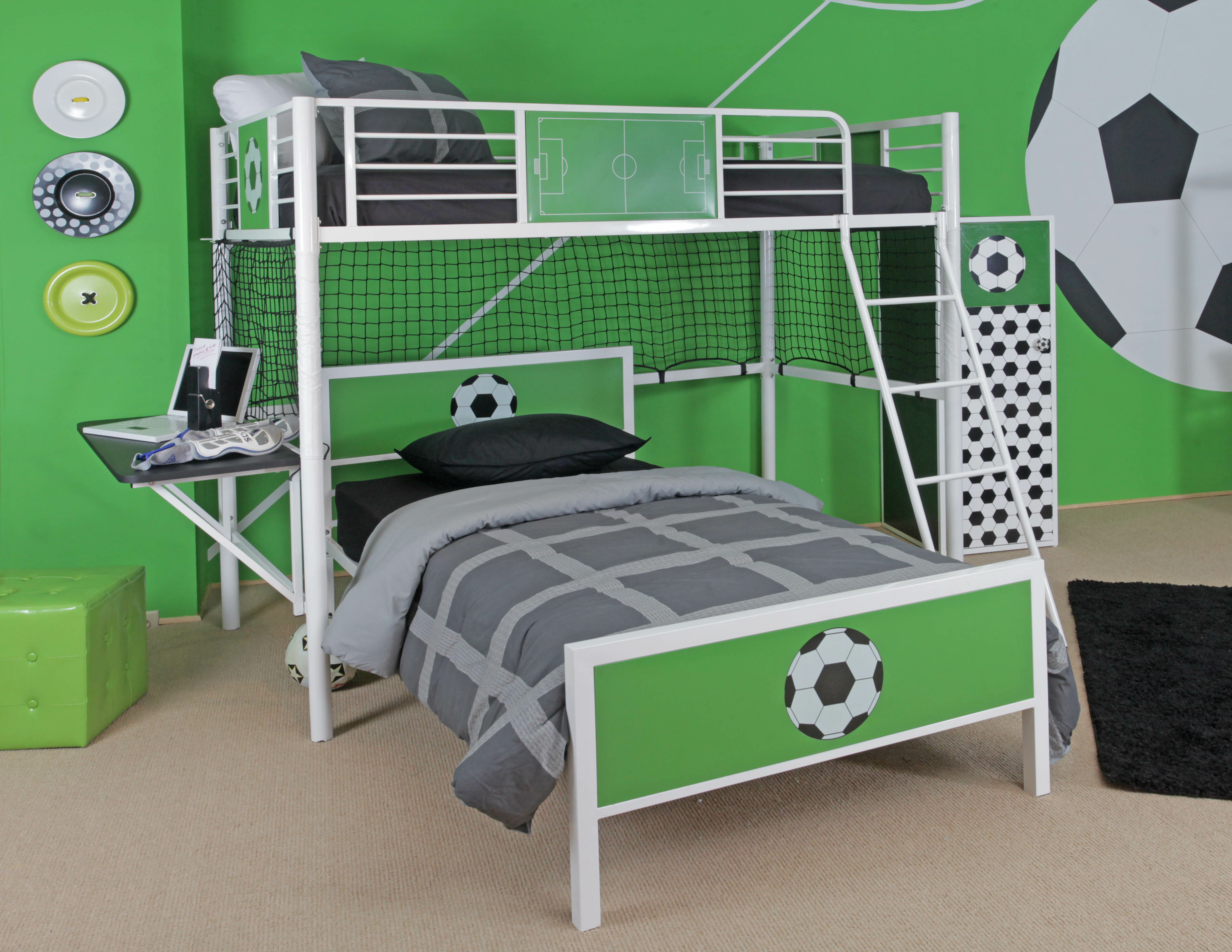 vidaXL Bunk Bed with Table Frame Bedroom Furniture Loft Study Work Bed Splits Children Kids Twin High Sleeper with Desk White Metal 3FT Single