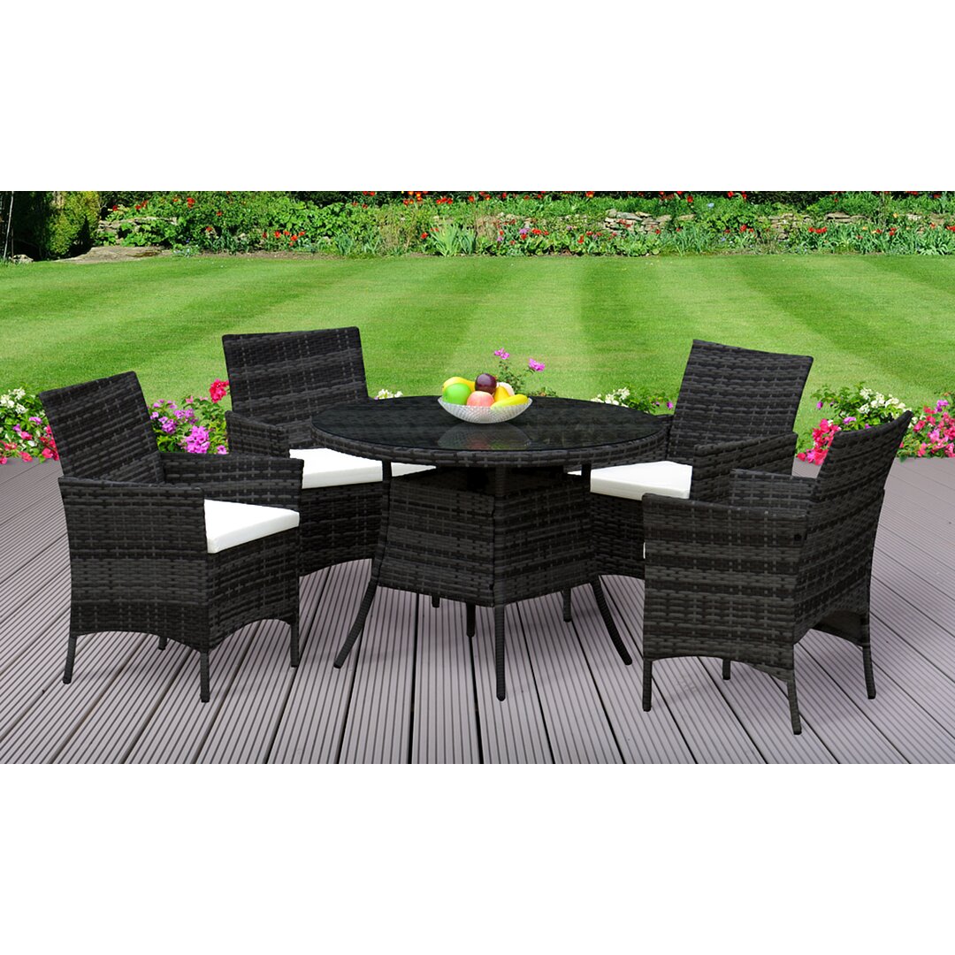Ballast 4 Seater Dining Set with Cushions black