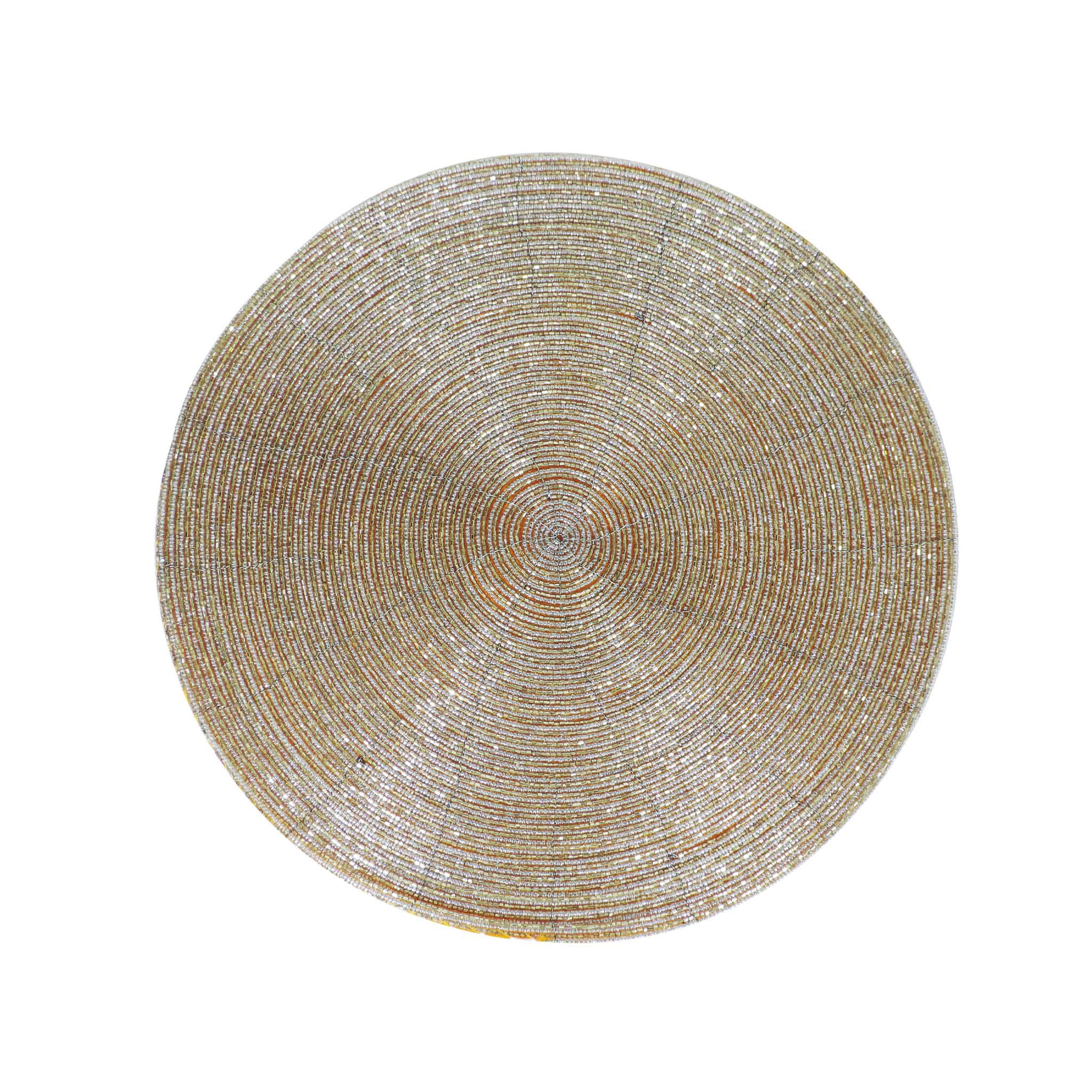 Mercer41 Glass Beaded PlacematColor Gold CreamSize 14inch RoundSet of