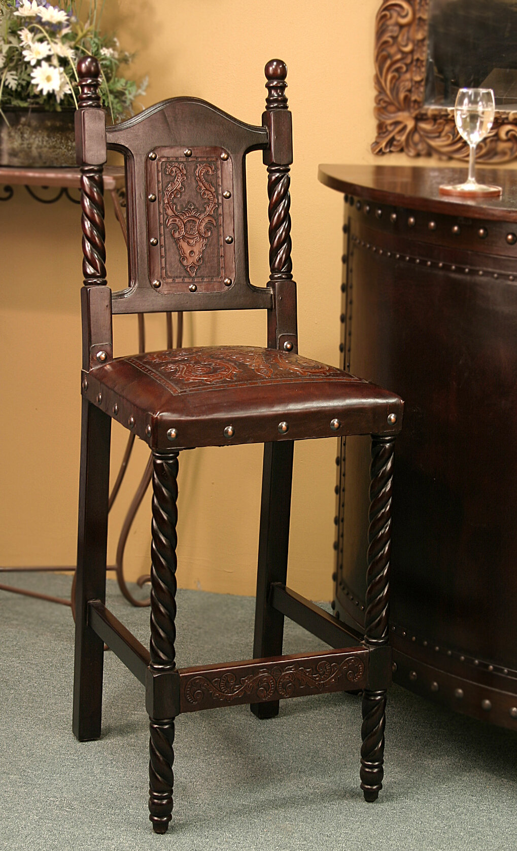 upholstered grey bar stools