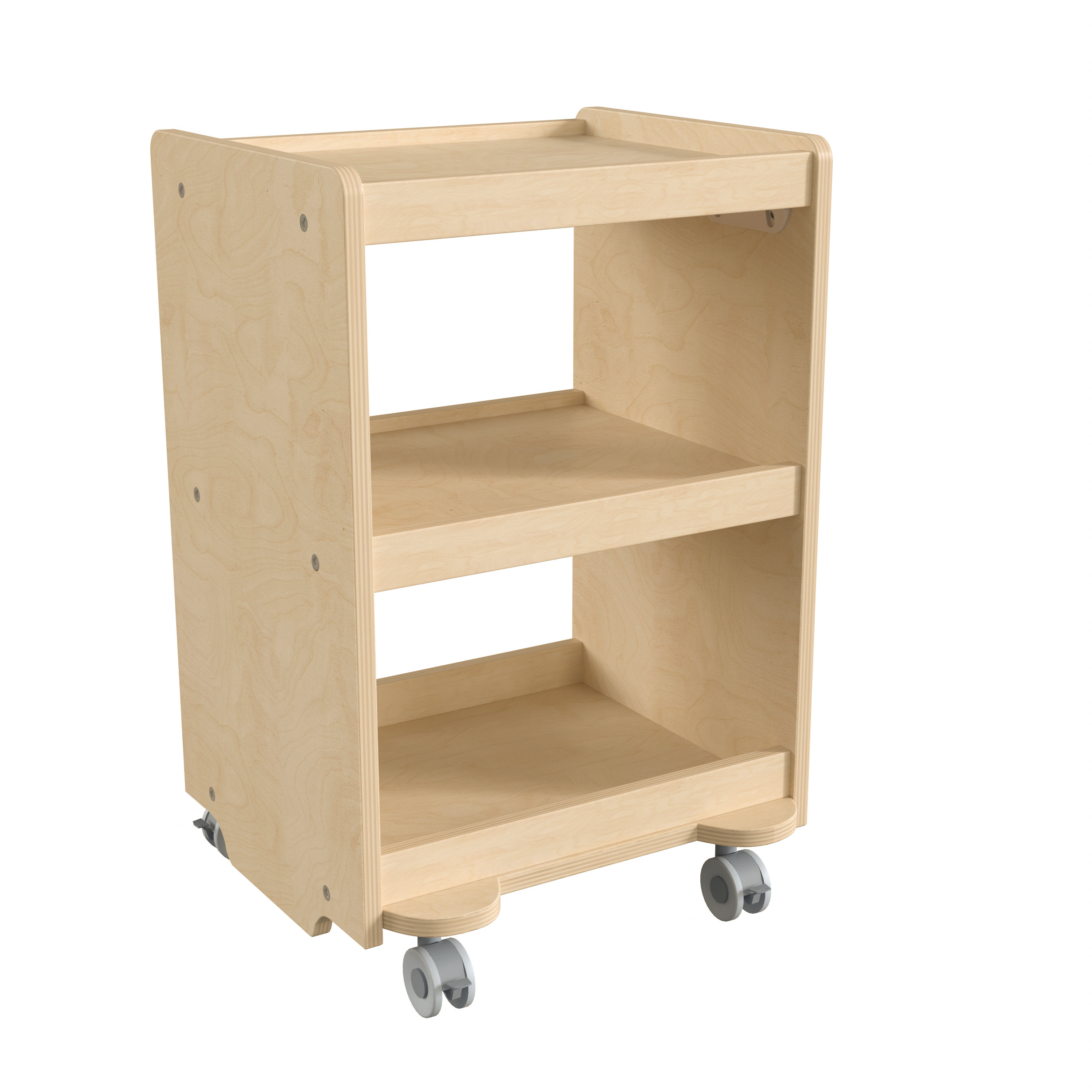 Bright Beginnings Commercial Wooden Mobile Cart With 3 Shelves And