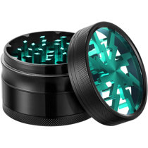 Clear Top Herb Grinder Wavy Grinder with Pollen Catcher Aluminum Alloy Spice Grinder with Lightning Pattern Black 2.5 Inch 4 Pieces 