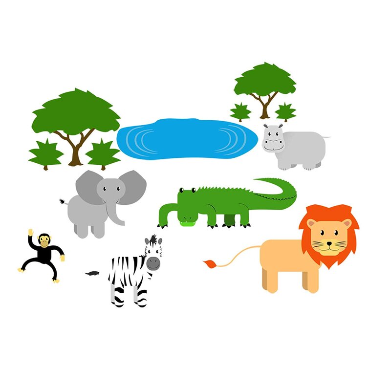 Zoomie Kids Safari Nursery Animals Jungle Stickers for Kids Playroom Wall  Decal | Wayfair