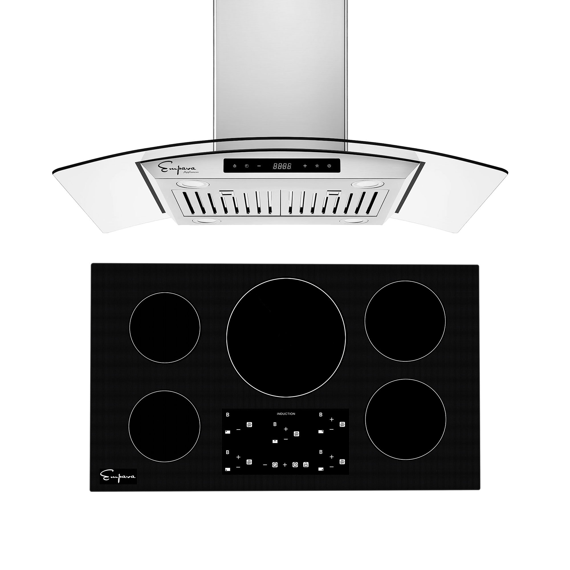 Empava 2 Piece Kitchen Appliance Package with 36'' Induction Cooktop , Island Range Hood , and