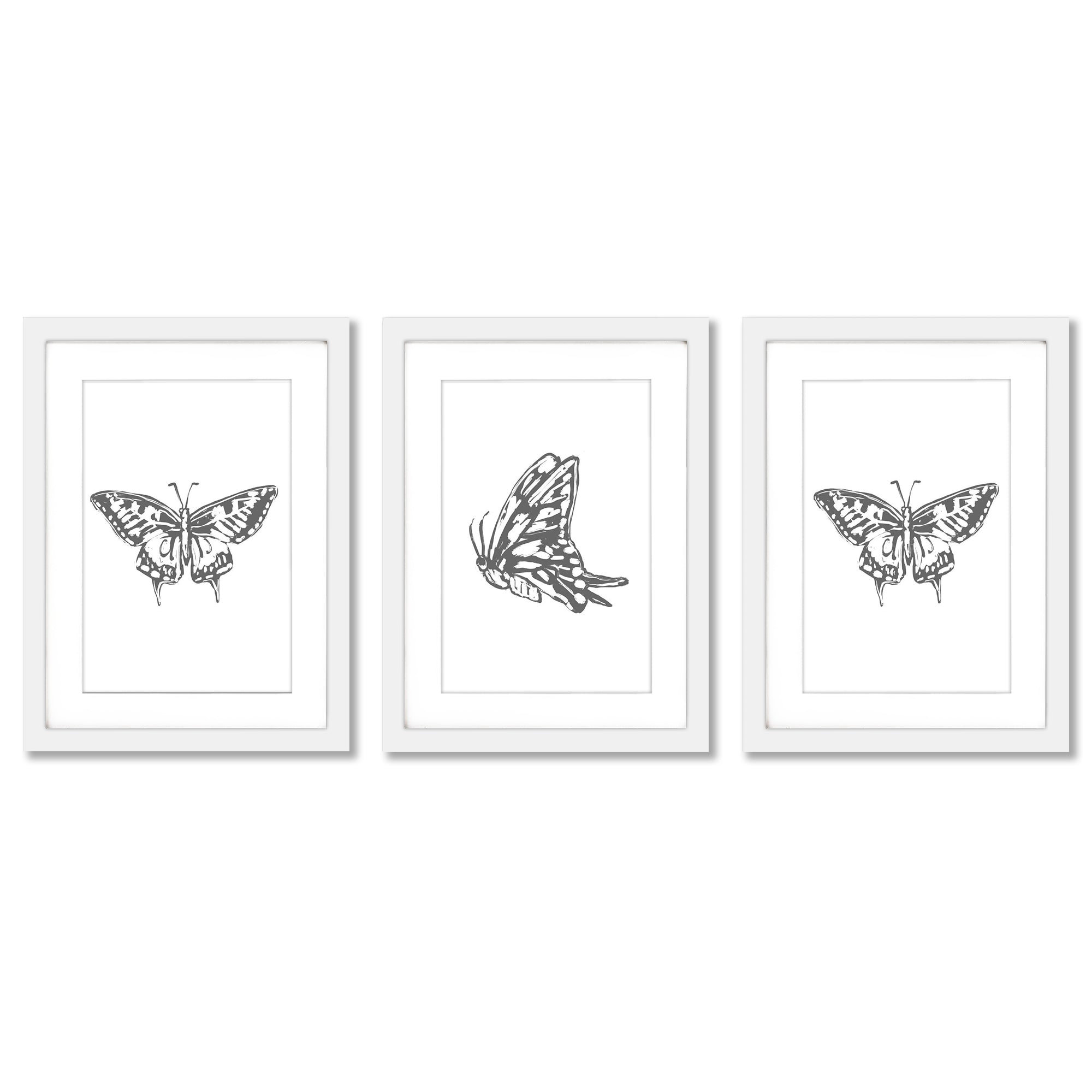 Rosalind Wheeler Butterfly Sketch by Jetty Home 3 Piece Picture Frame