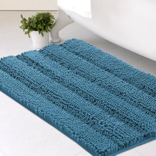 Turquoize Luxurious Chenille Fabric Microfiber for Bath Room Non-Slip Bath Runners for Tub/Kitchen/Doormats,Size 20 by 32 Inch& 17 by 24 Inch,Solid Black