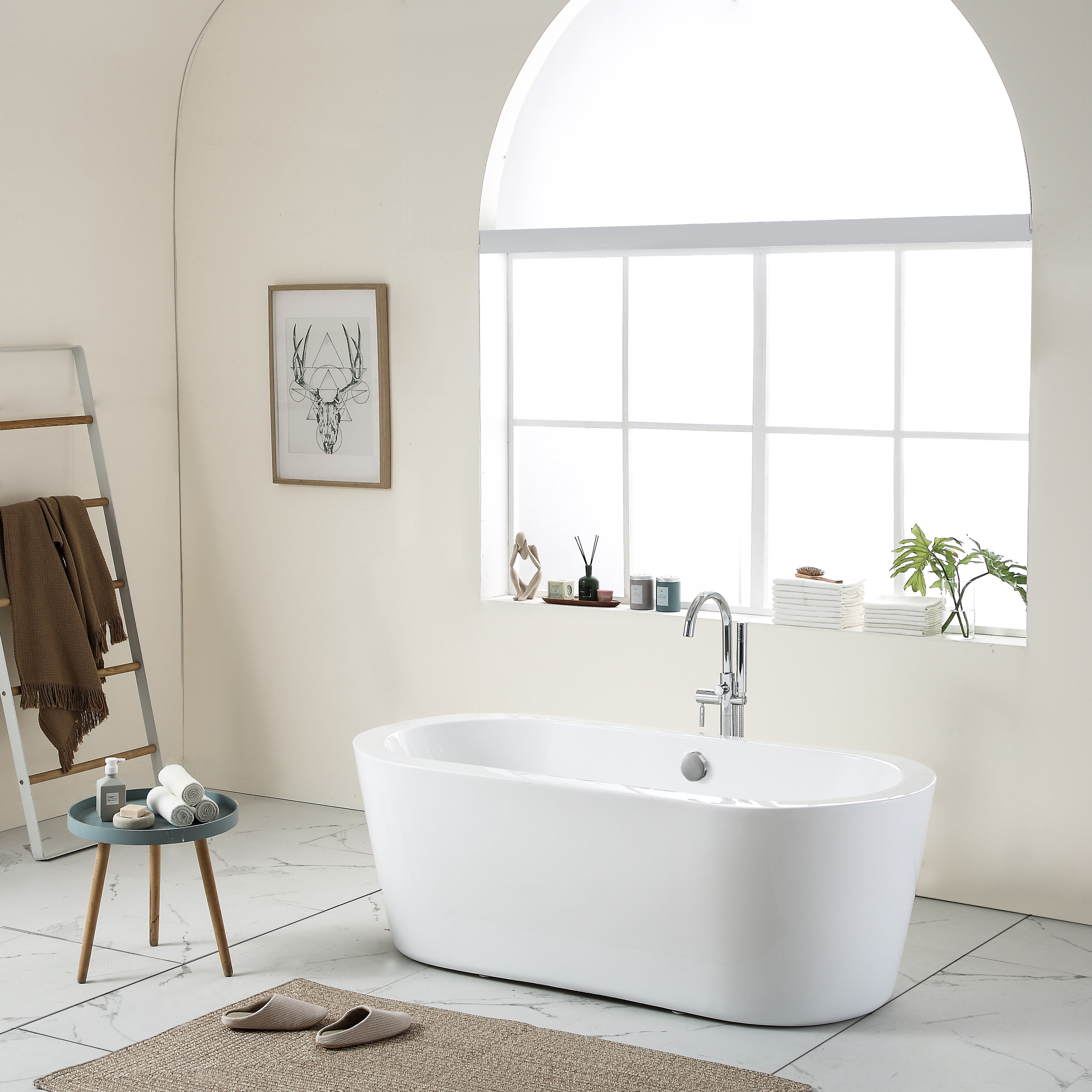 MD Bath Bathtub 59'' x 30'' Freestanding Soaking Acrylic Bathtub Wayfair