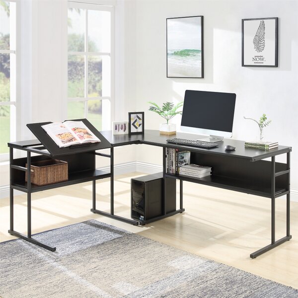 L-Shaped Computer Desk Desk With Bookcase Combination Student Writing Desk 