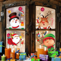 Details about   3D Cartoon O299 Christmas Window Film Print Sticker Cling Stained Glass Xmas Fa 