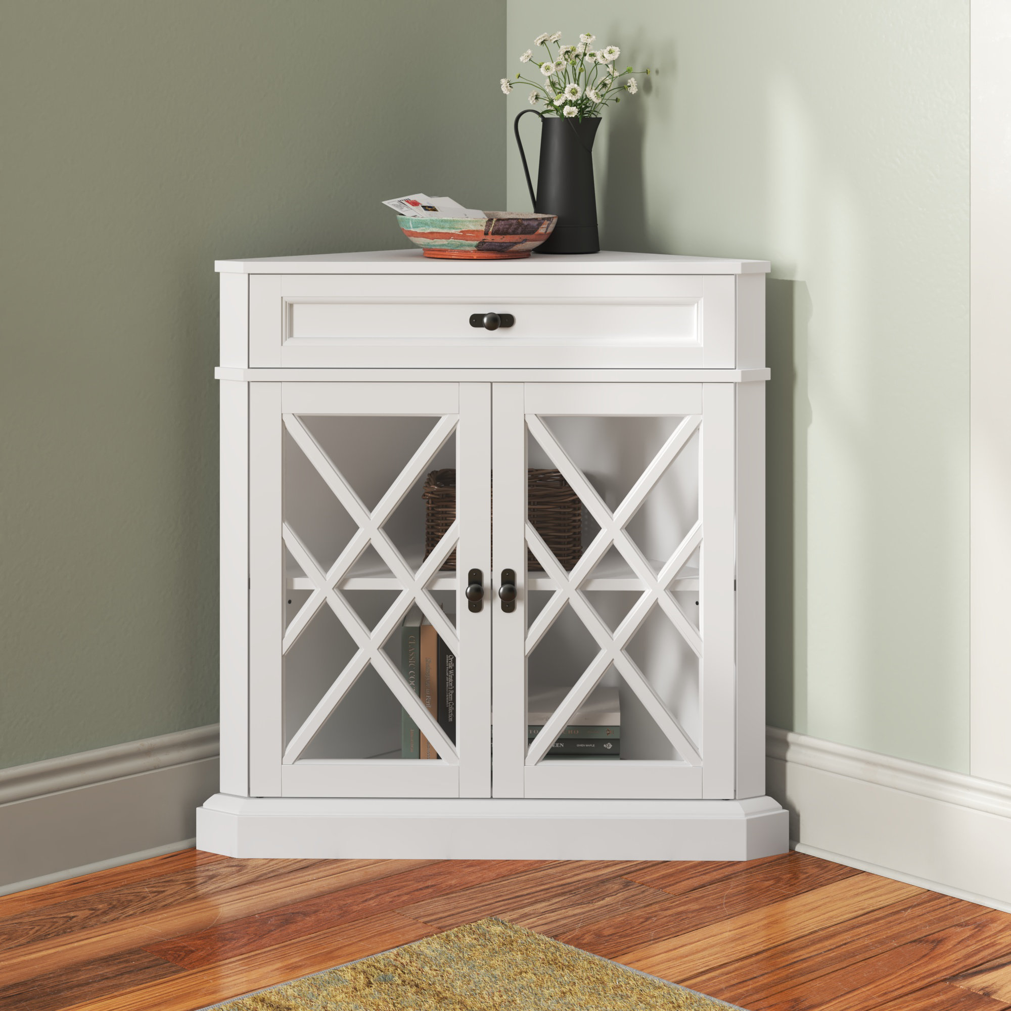 Andover Mills™ Janicki 2 - Door Corner Accent Cabinet & Reviews | Wayfair