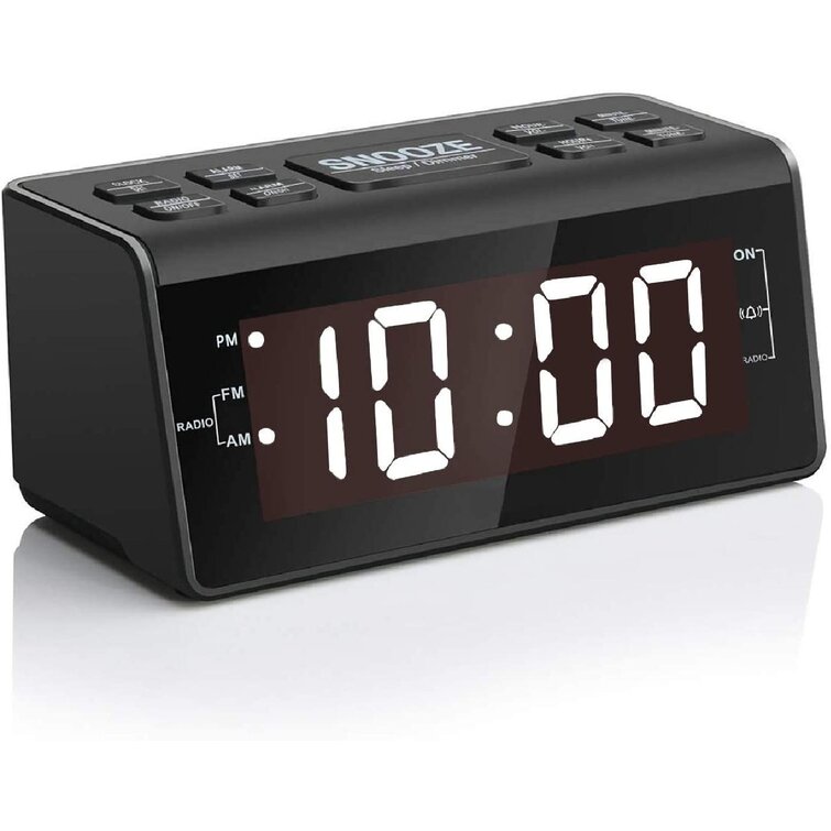 LED Digital FM Radio Clock with Dual USB Charging Ports,With Battery Back Up 