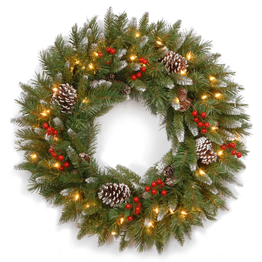 Frosted Berry Lighted PVC Wreath