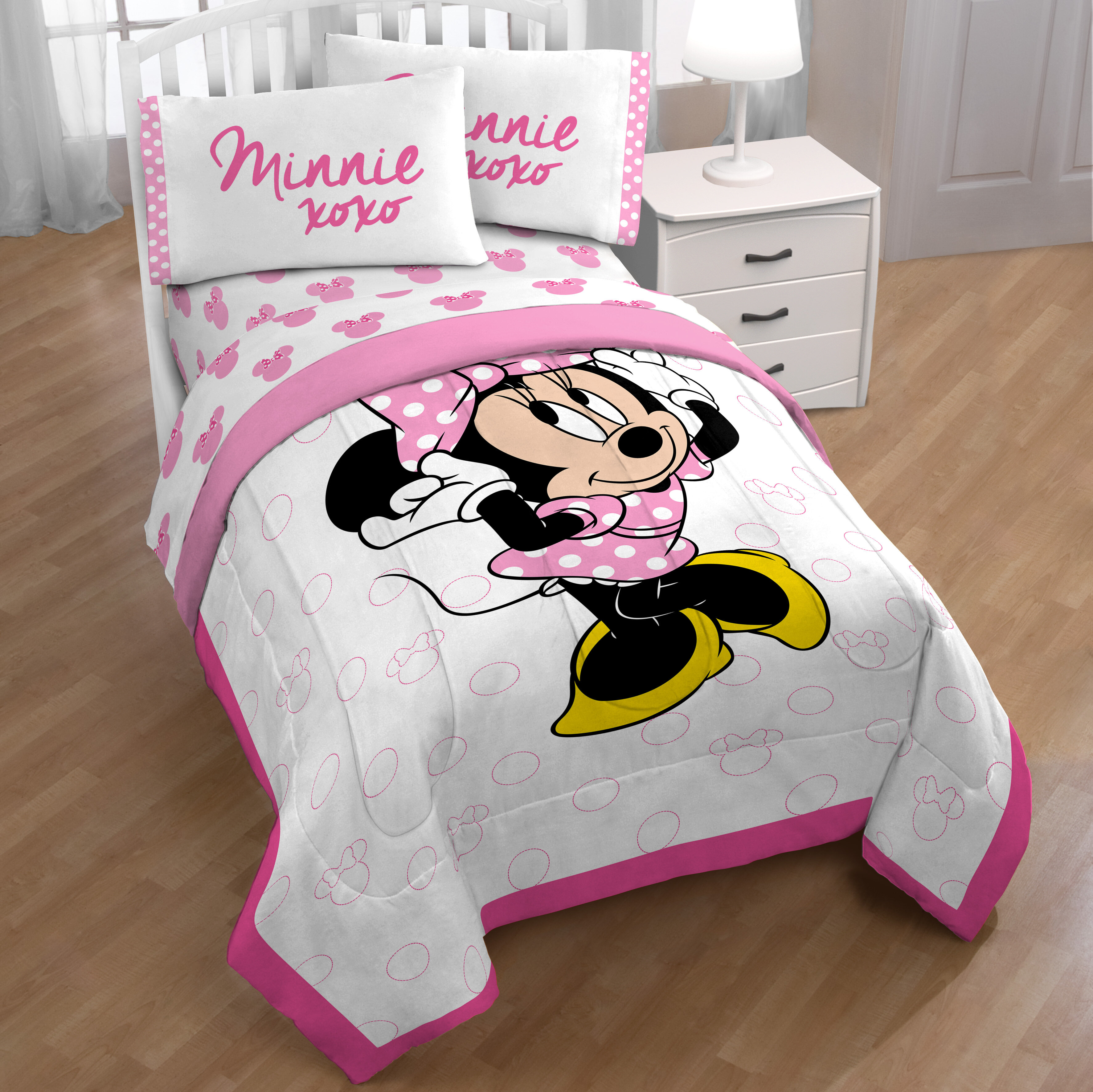 New Disney Minnie Flannel Sheet Set Pink Twin 