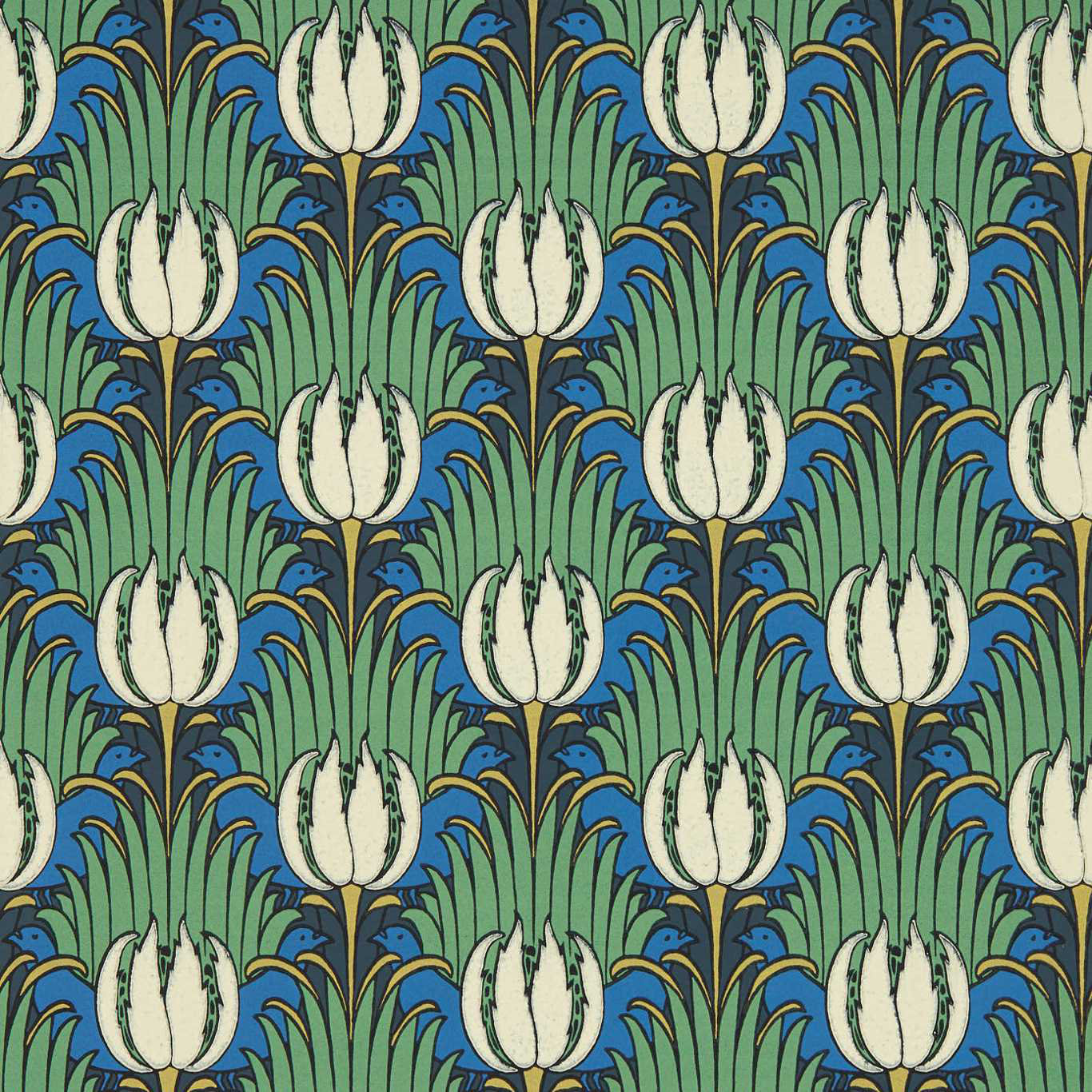Archive by Sanderson Design Tulip And Bird Ikat Wallpaper Roll by Voysey |  Perigold