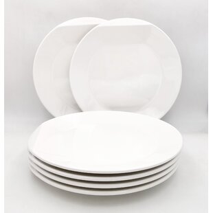 6 x White Coupe Plates Standard Porcelain Tableware Dinner Classic Steak Dessert 