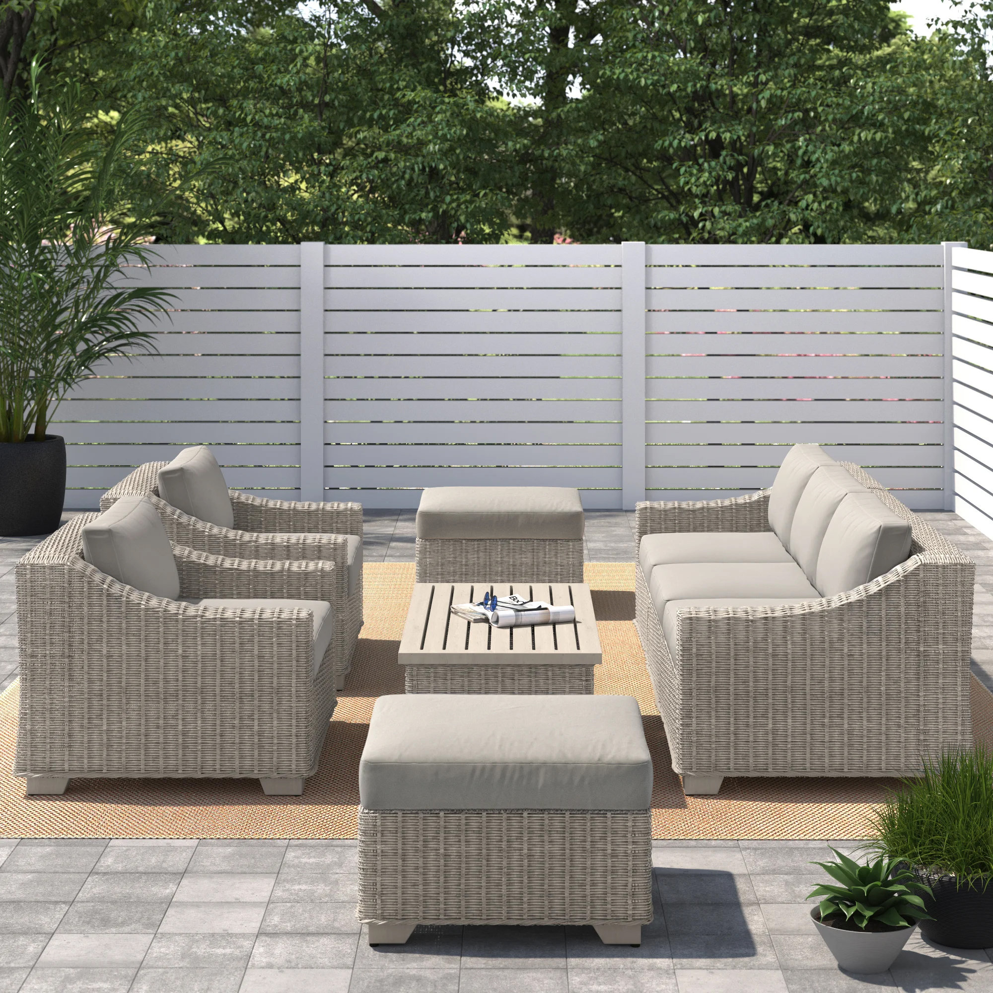 Rosecliff Heights Claire All Weather Wicker/Rattan 5 Person Seating