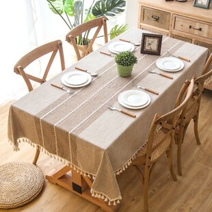 Hand Edging Linen Table Decor Linen Hand crafted Table Cloth Table cloth Boho Tablecloth Stripes