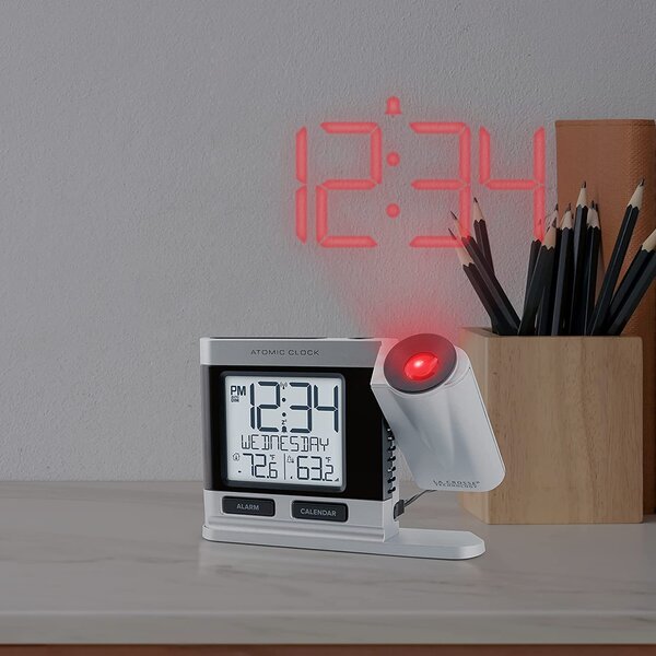 Projection Alarm Clock Atomic On Ceiling Display Portable Indoor Temperature New 