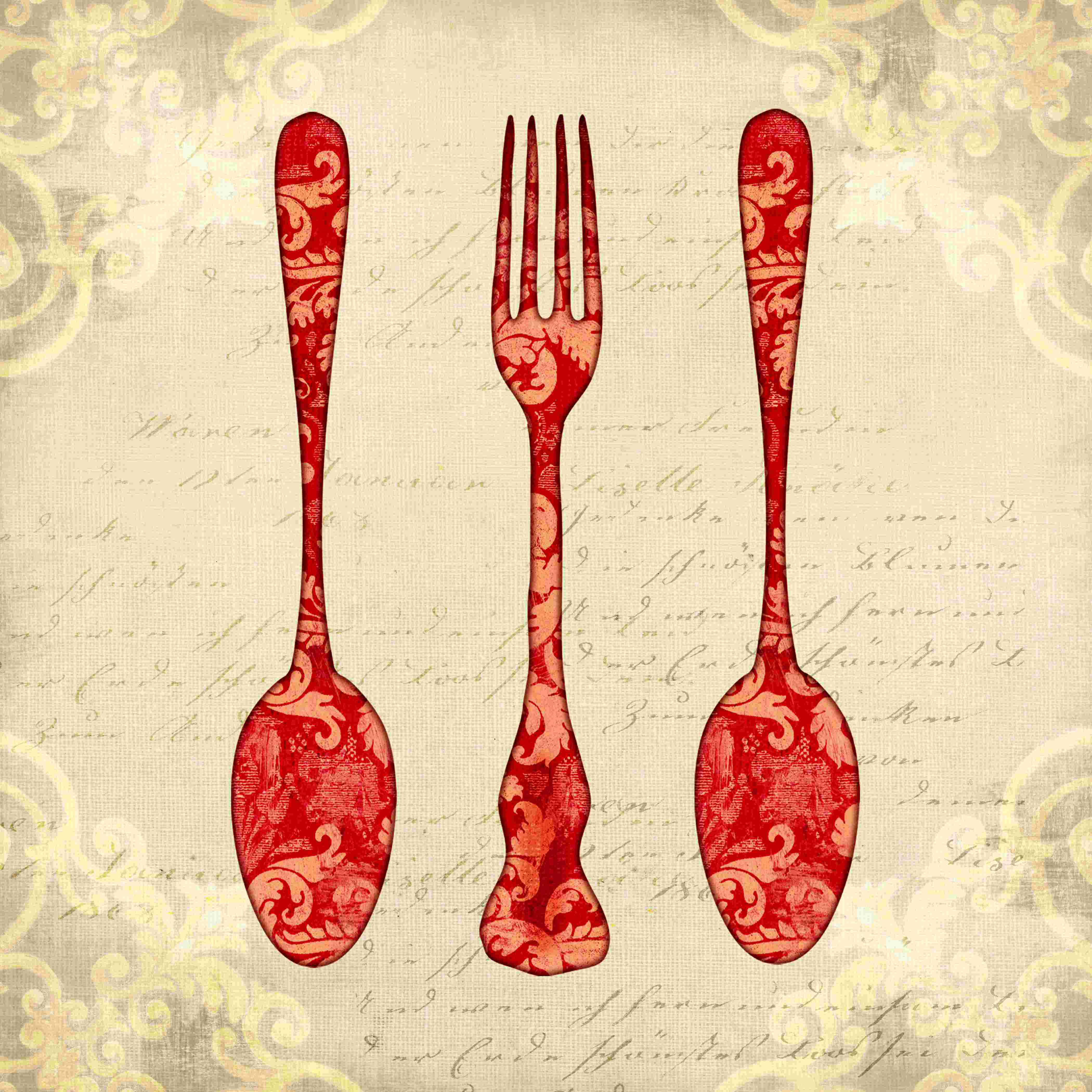 Charlton Home® Red Utensils Wrapped Canvas Graphic Art Wayfair