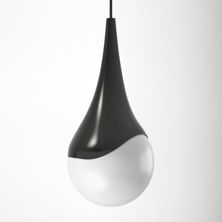 Ariana Opal Glossy Glass 1-Light Pendant in Old Bronze