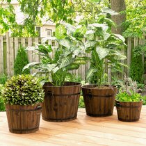 Wooden Planter Bucket with  handle Pot For Garden Patio Flower pot 4L volume 