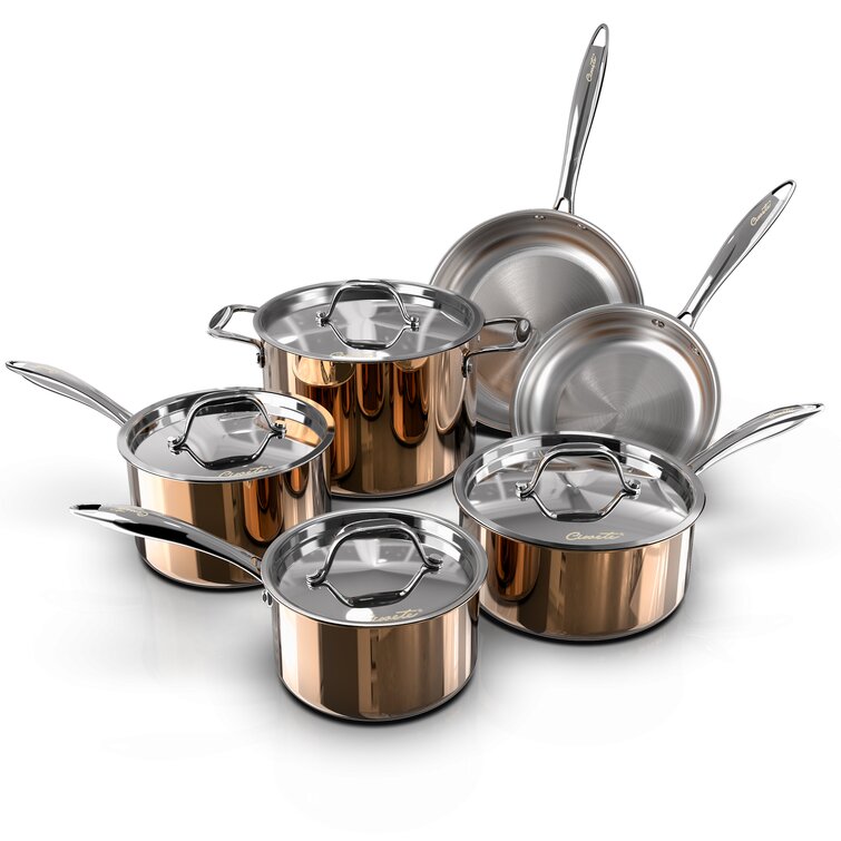 Cookware Set Non Stick Stainless Steel 10 Piece Pieces Pots and Pans NEW 