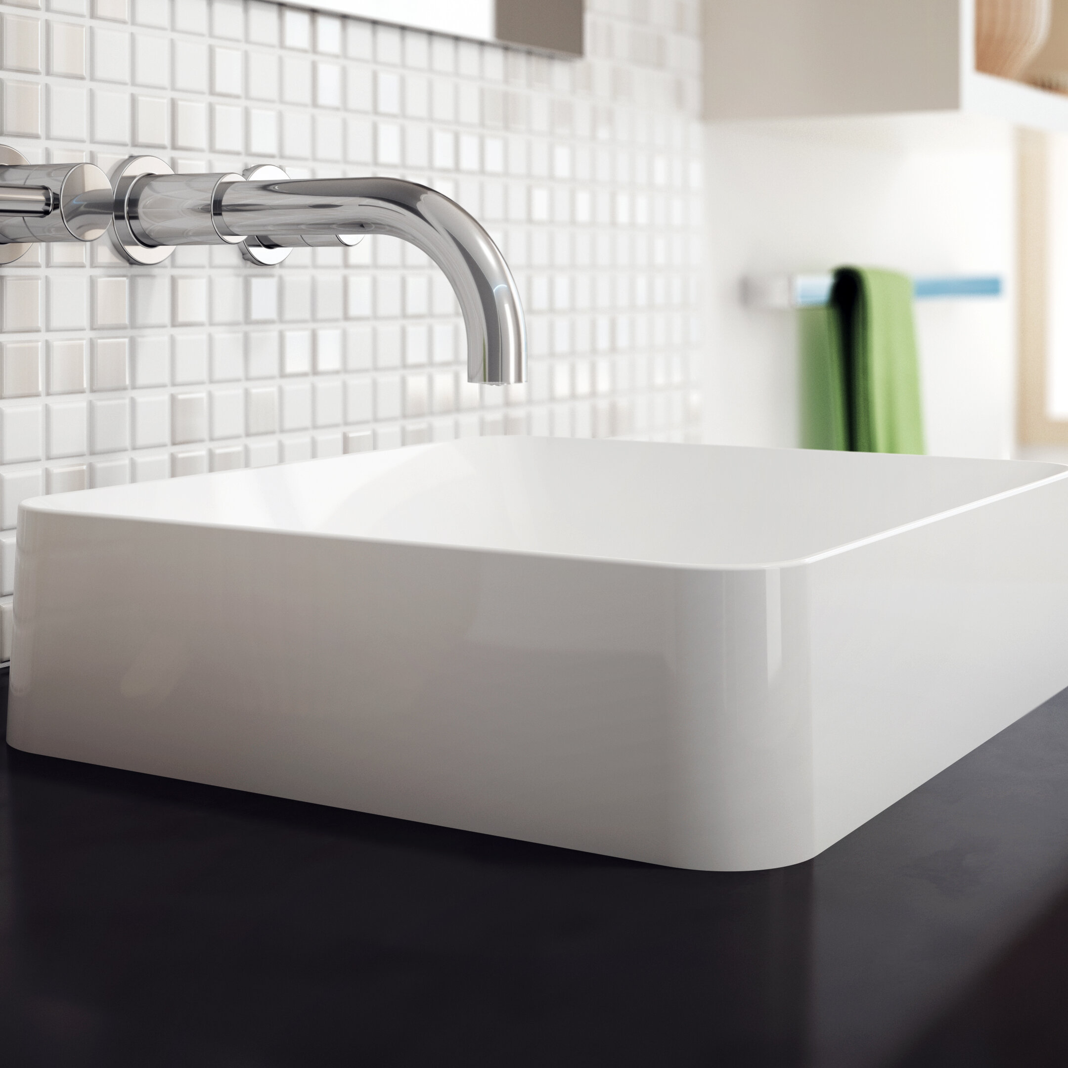 jacuzzi® sordino 15'' white stone rectangular vessel bathroom sink