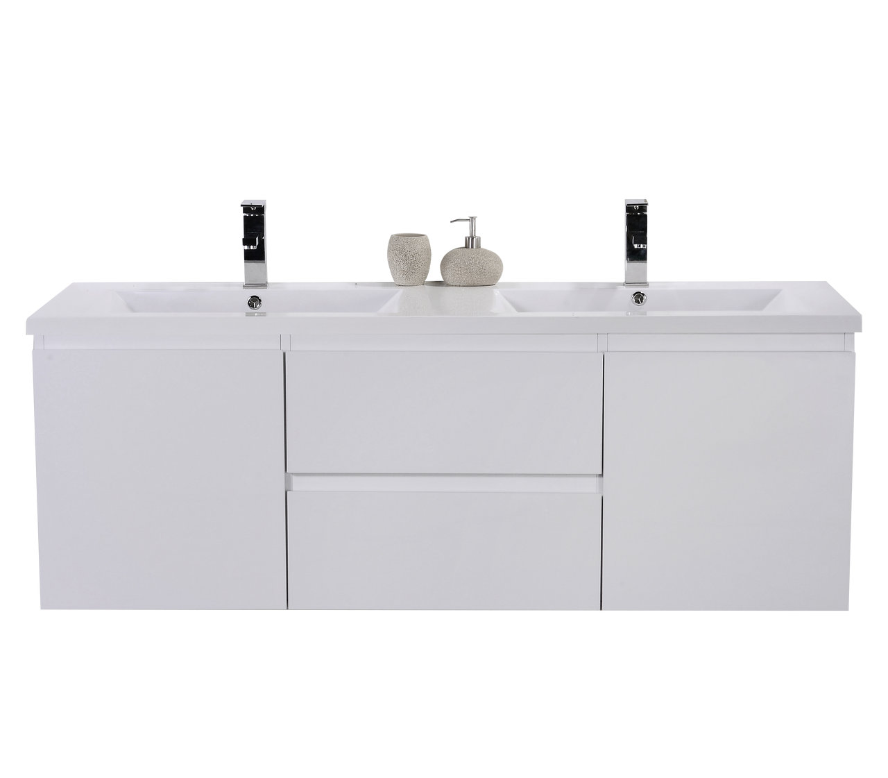 Orren Ellis Goodlow 60'' Wall Mounted Double Bathroom Vanity with Plastic Vanity Top Wayfair