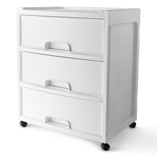 Rolling Storage Cart 3 Drawer White Plastic Utility Cabinet Portable Organizer 