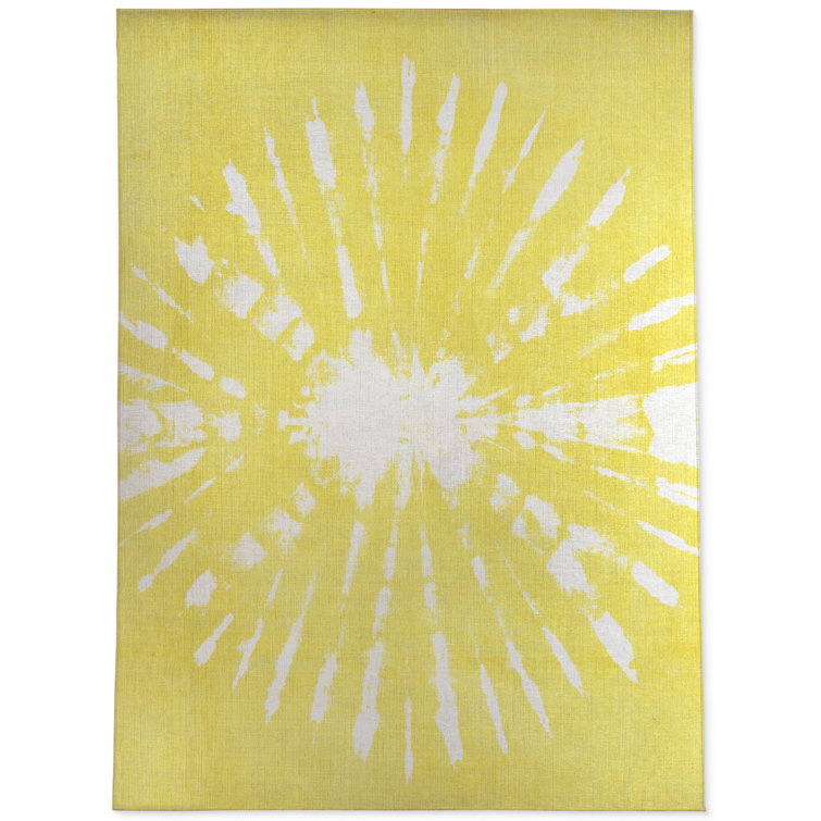 Wrought Studio Ally Abstract Yellow/White Area Rug | Wayfair