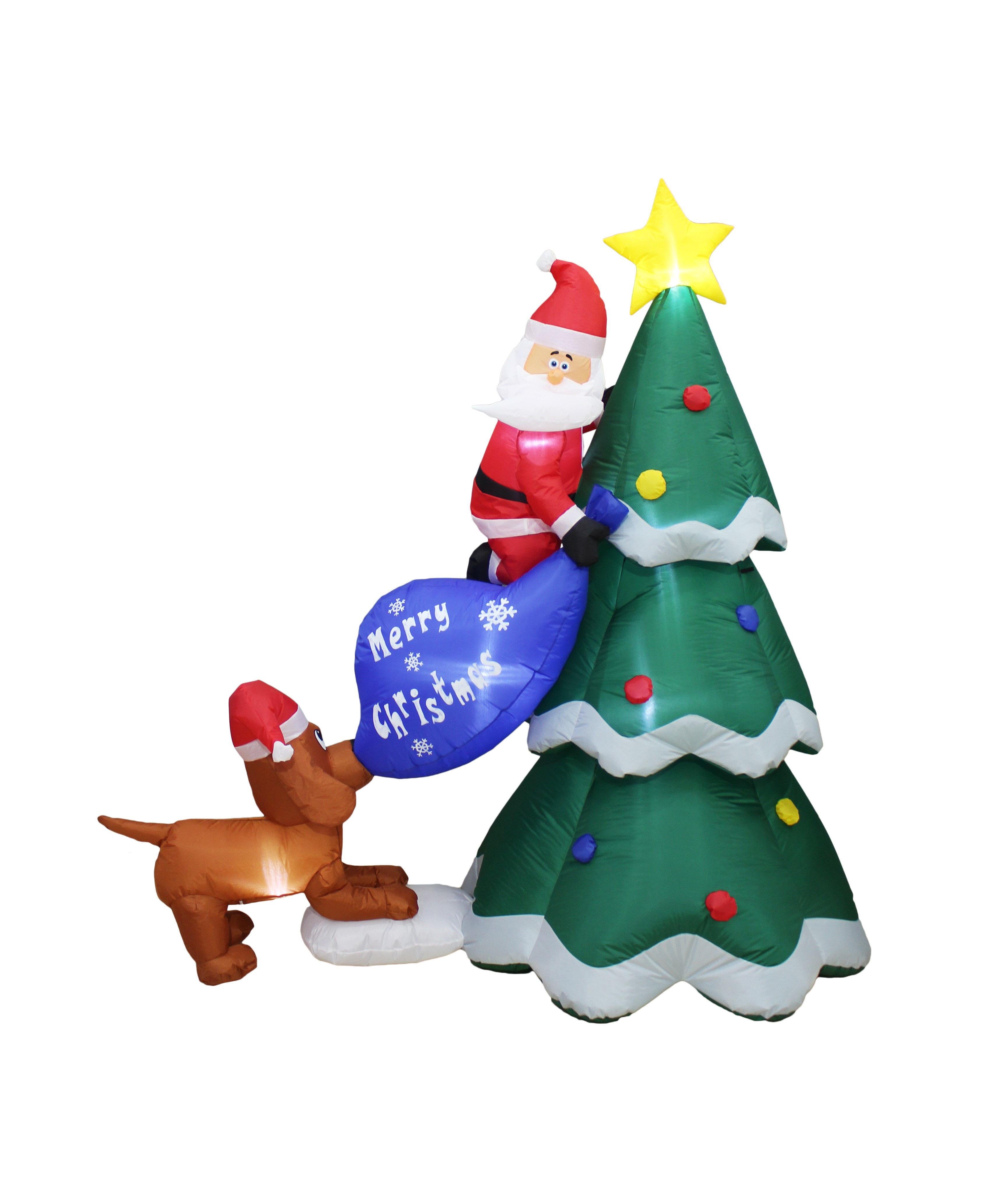 Hashtag Home Décoration de Noël gonflable du père Noël grimpant sur un