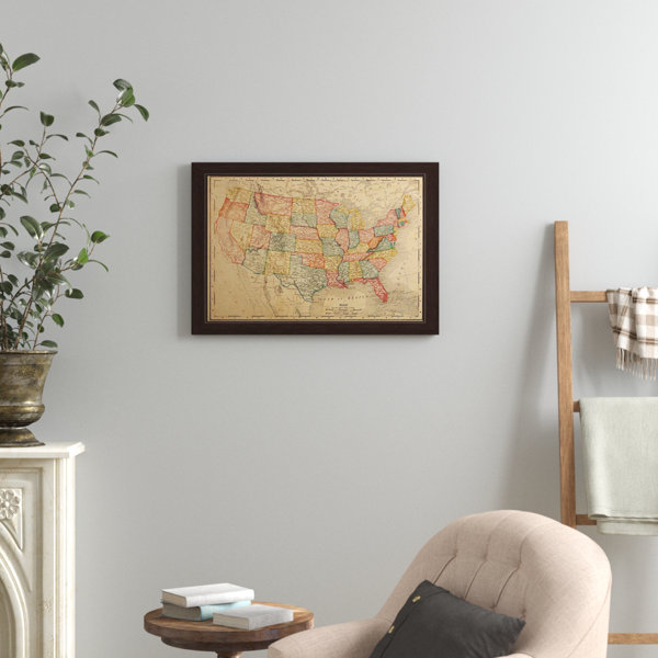 50 state photo map Wayfair - Colored Map Of The United States Picture Frame Graphic Art On Canvas 