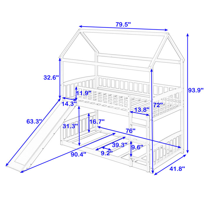 Harriet Bee Twin Over Twin Wooden Standard Bunk Bed with Slide