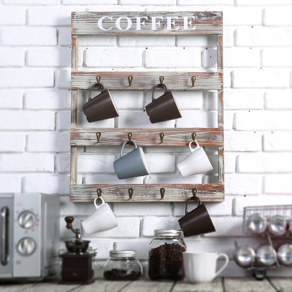 Coffee Wooden Mug Tree Stand Cup Hanging Rack Holder Kitchen Tidy Storage Lin 