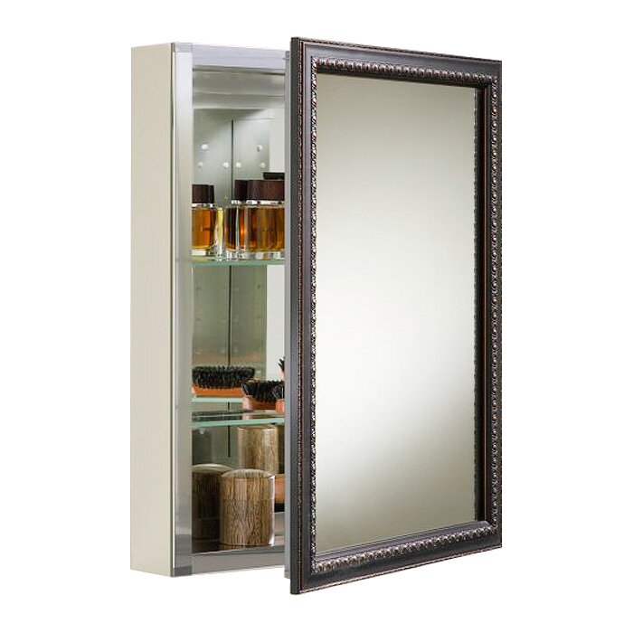 2967-BR1 Recessed or Surface Mount Framed 1 Door Medicine Cabinet with 2 Adjustable Shelves - 3