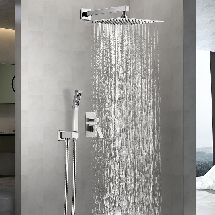 12 Inch Stainless Steel 2-in-1 Shower Head Rainfall with Handheld Shower Combo 