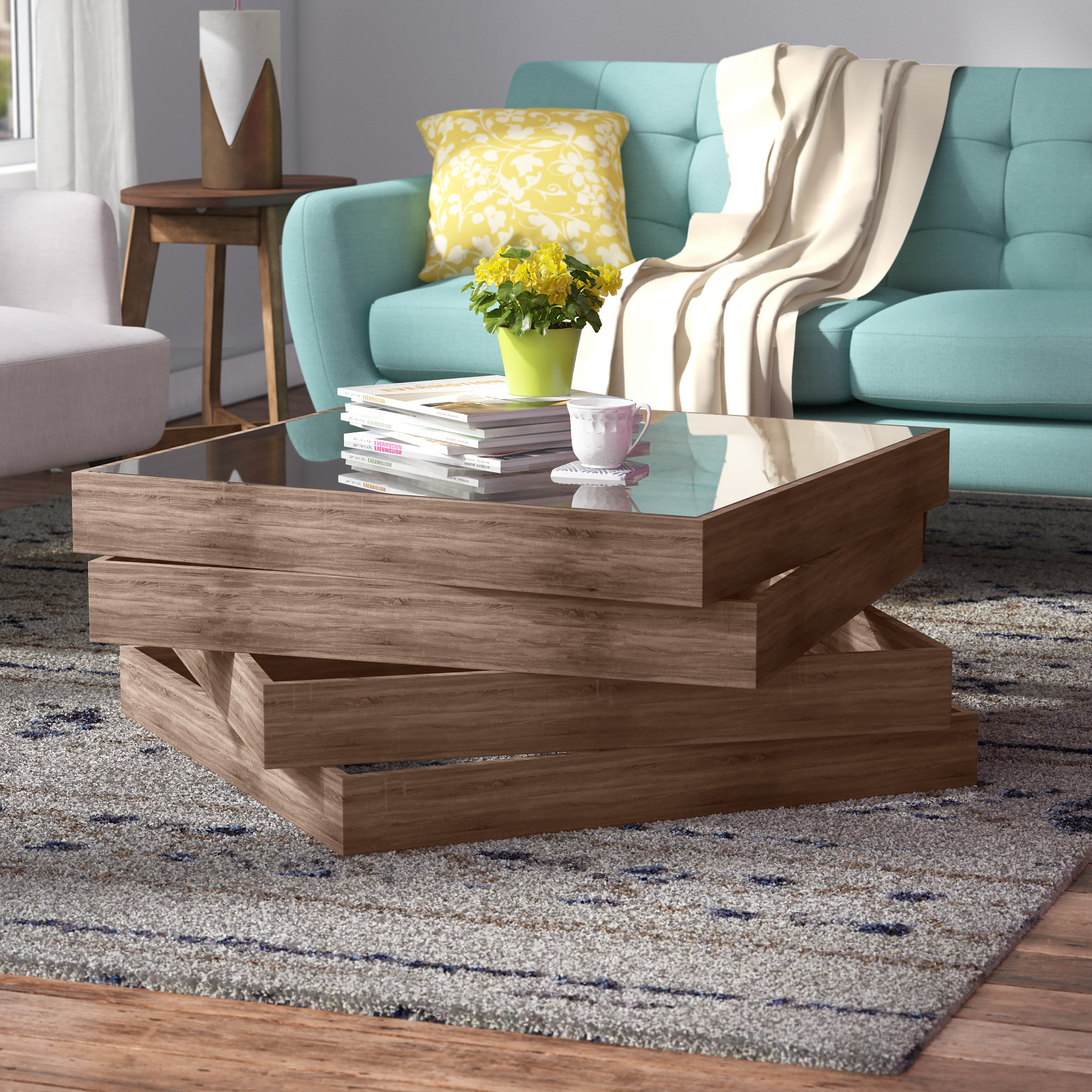 Brayden Studio® Cross Legs Coffee Table with Storage & Reviews Wayfair
