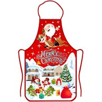 Christmas Apron Kitchen Cooking Bib Aprons Unisex Santa Claus Xmas Red Decor A++ 
