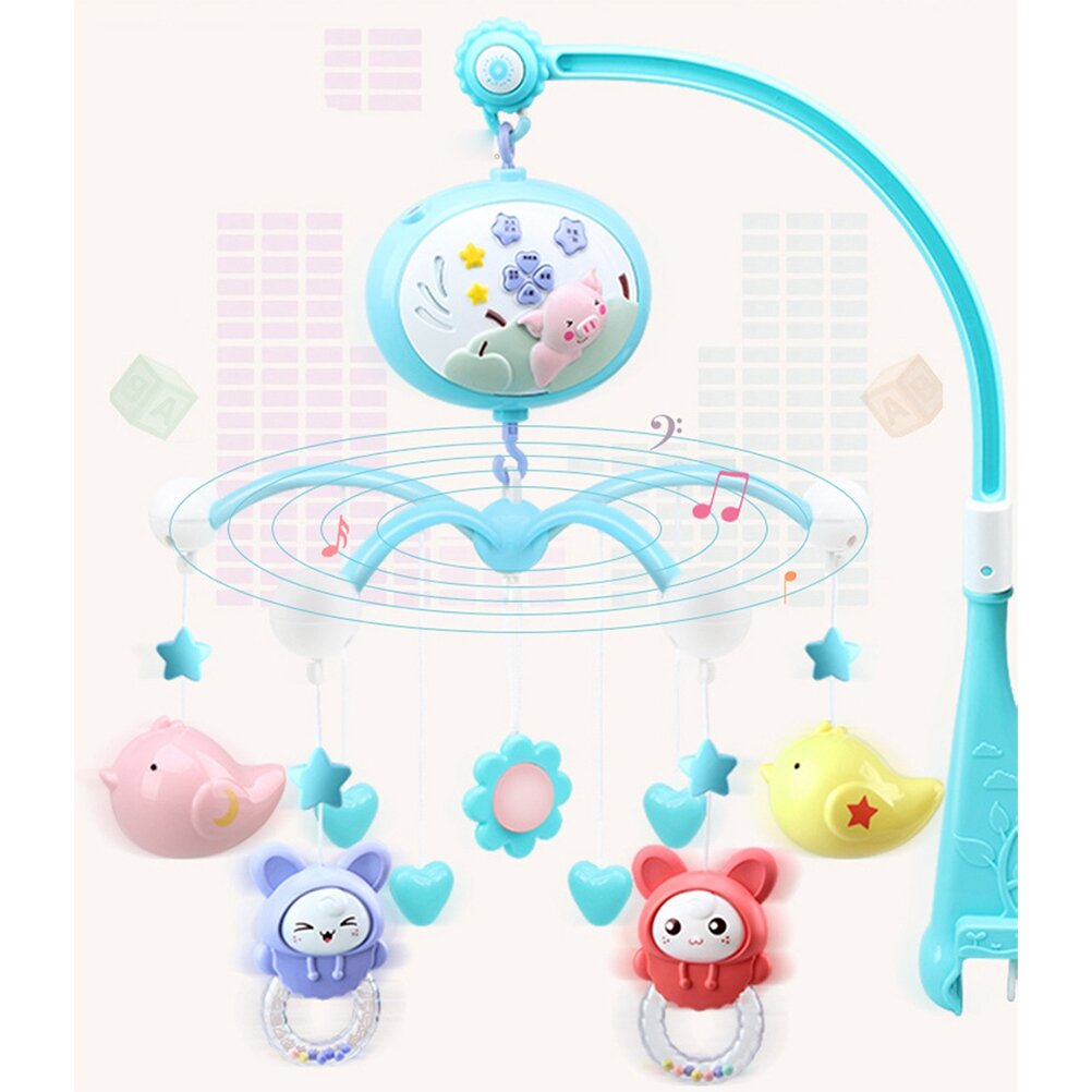 Zoomie Kids Musical Baby Crib Mobile Toy Toddler Bed Bell With Animal  Rattles Projection Cartoon Early Learning Toys (Blue Pig) - Wayfair Canada