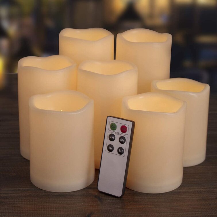 5" Battery Operated Outdoor Waterproof Flameless LED Pillar Candle with Timer 