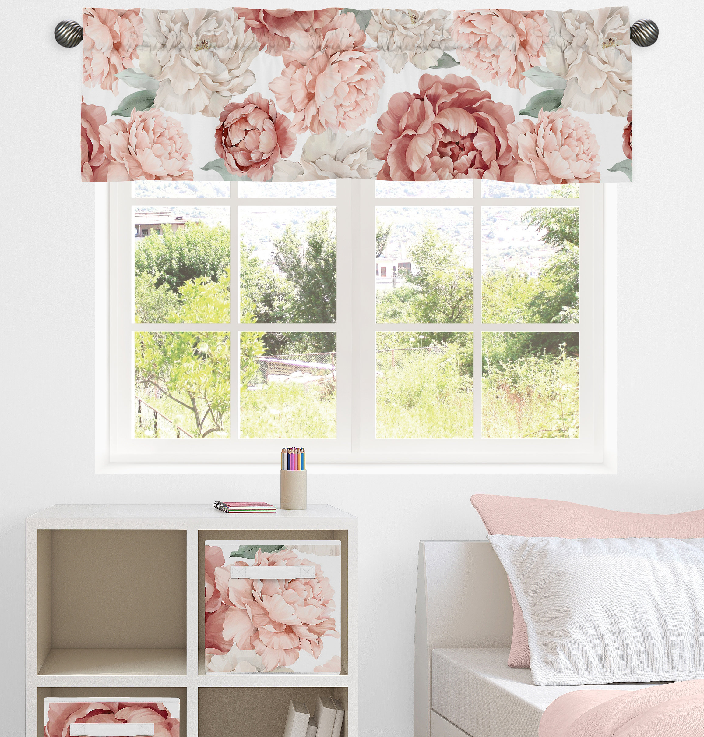 Sweet Jojo Designs Blush Pink Boho Shabby Chic Floral Girl Fabric Memory Memo Photo Bulletin Board Off White Ivory Bohemian Vintage Garden