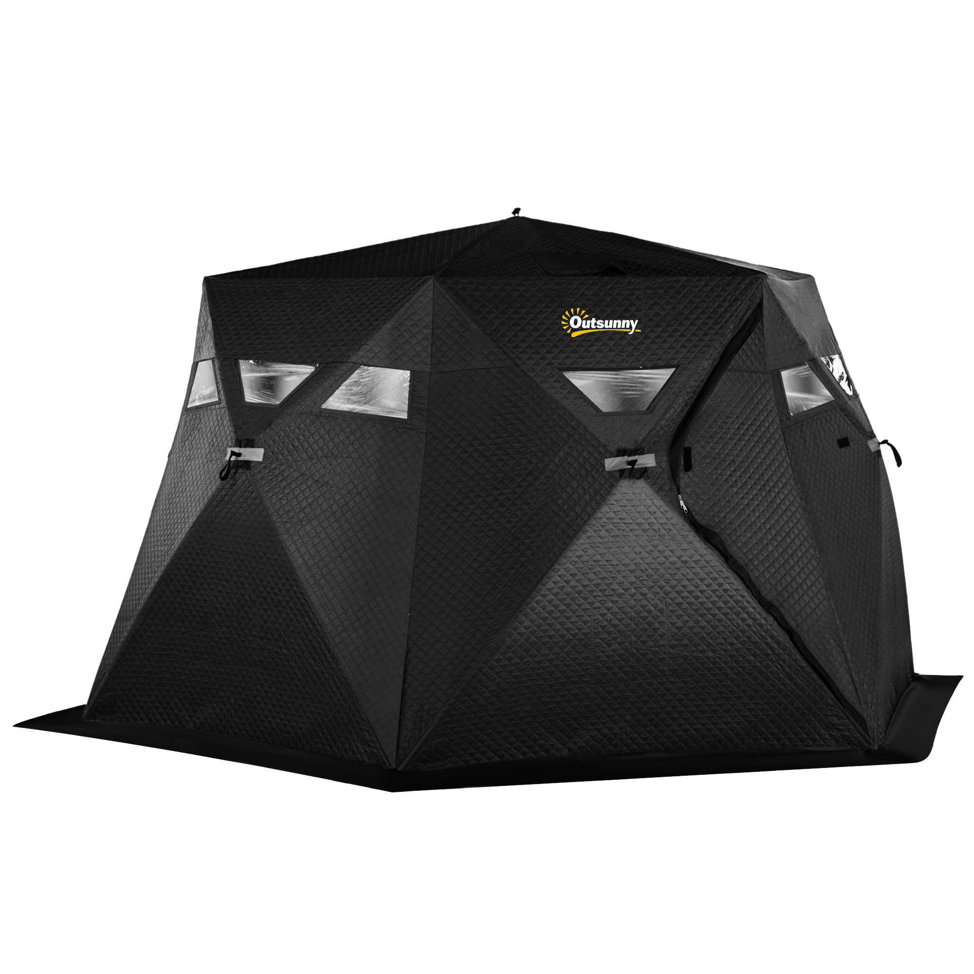 Outsunny 4 Person Insulated Ice Fishing Shelter 360Degree View, PopUp Portable Ice Fishing