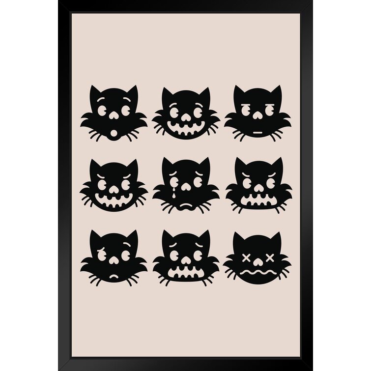 Trinx Emotions Of Kitty Black Skull Halloween Fantasy Cat Poster Funny Wall  Posters Kitten Posters For Wall Funny Cat Poster Emo Cat Poster Dark Cartoon  Matted Framed Art Wall Decor 20X26 -