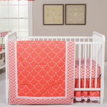 Coral Pink Three Layered Crib Dust Ruffle by The Peanut Shell 