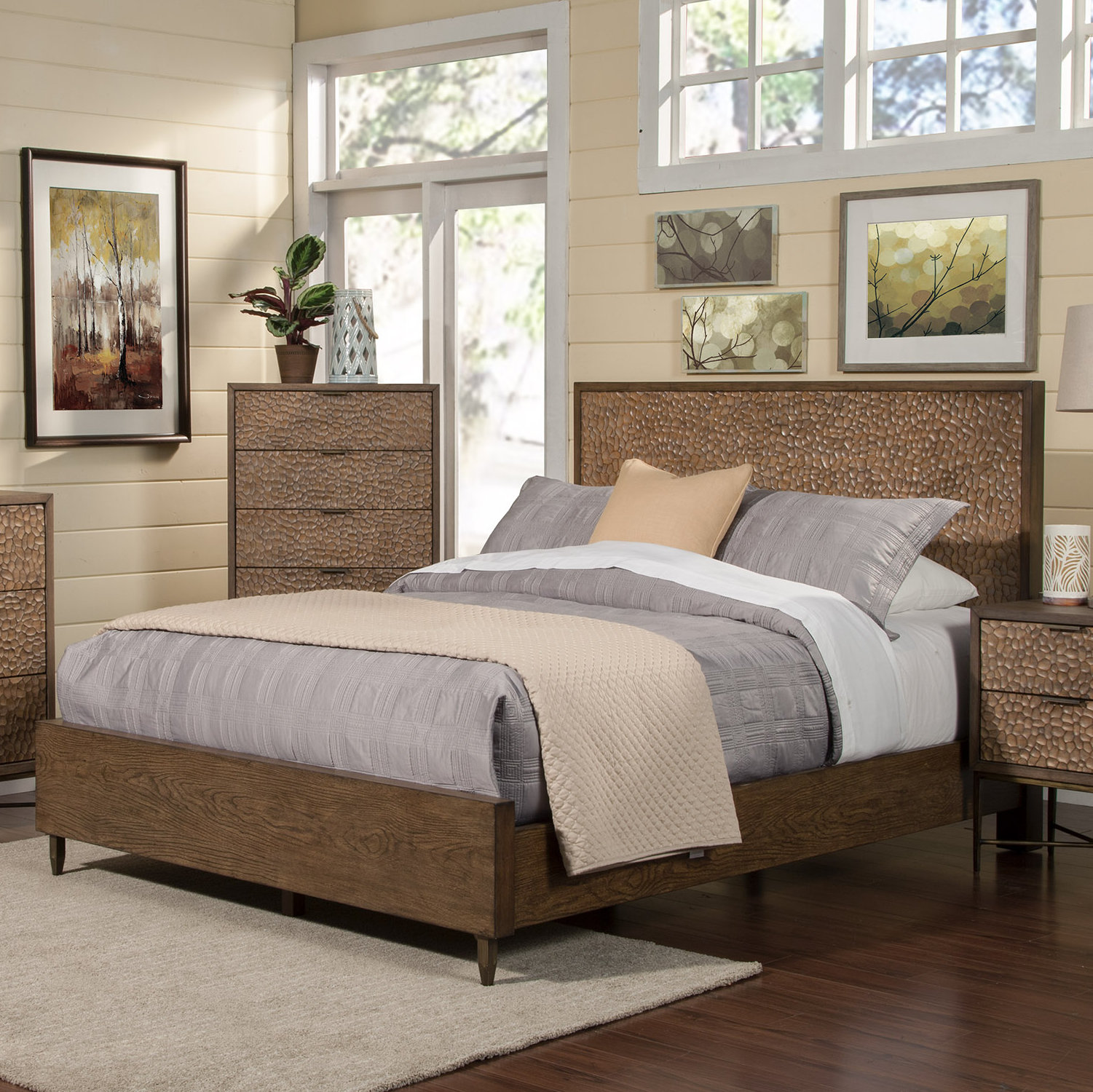Dakota Fields Archie Brown Pearl Queen Platform Bed, Brown Bronze & Reviews Wayfair