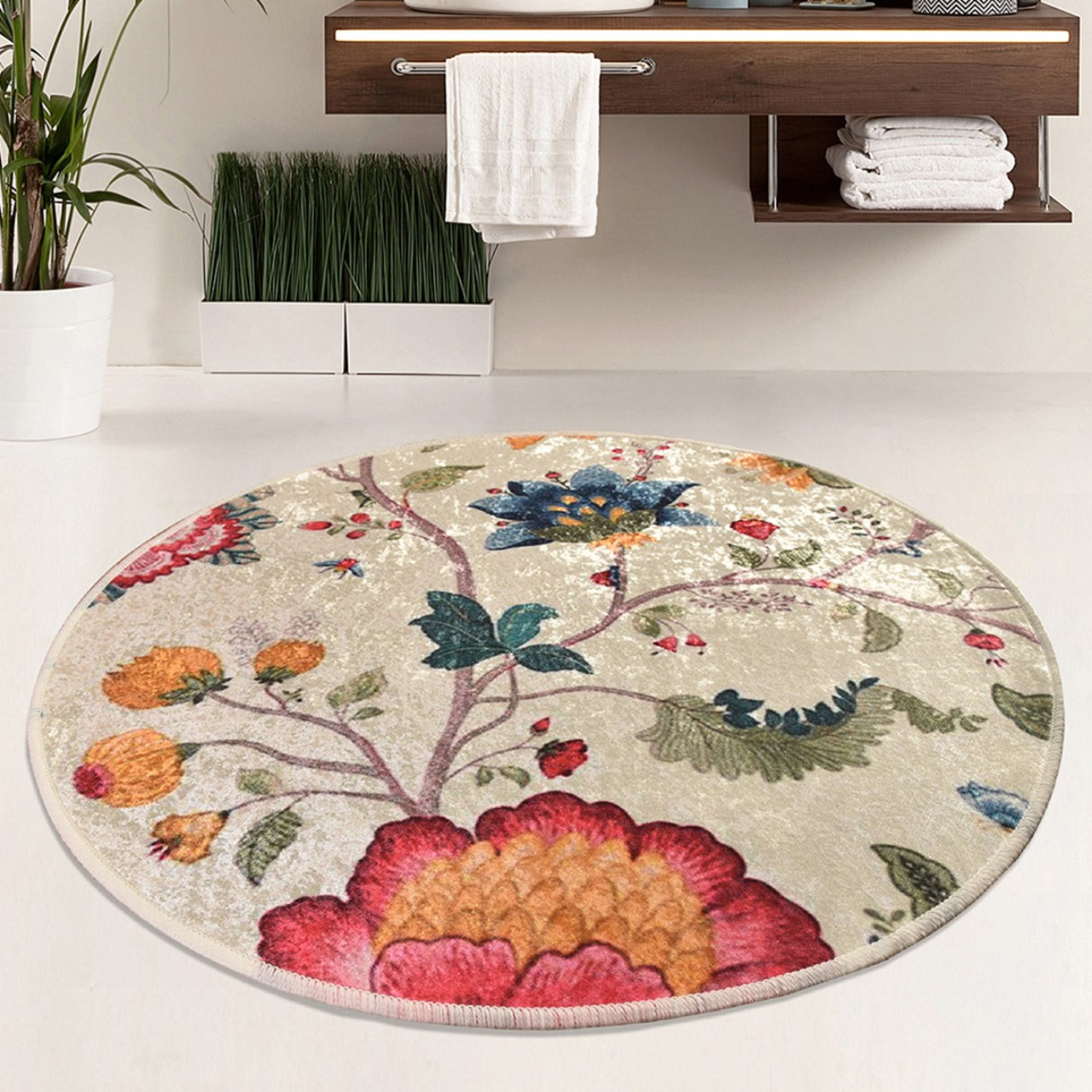 Bless international 100% Velvet Fabric Bath Rug with Non-Slip Backing ...