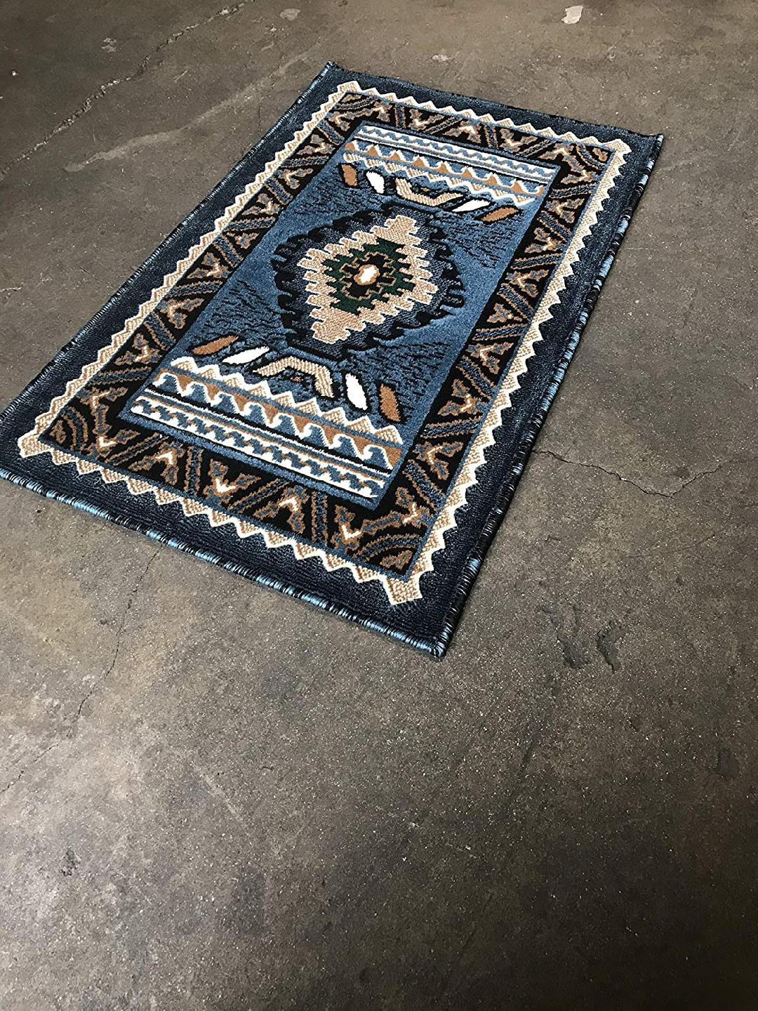 Union Rustic Andrievs Performance Blue/Black Rug Wayfair