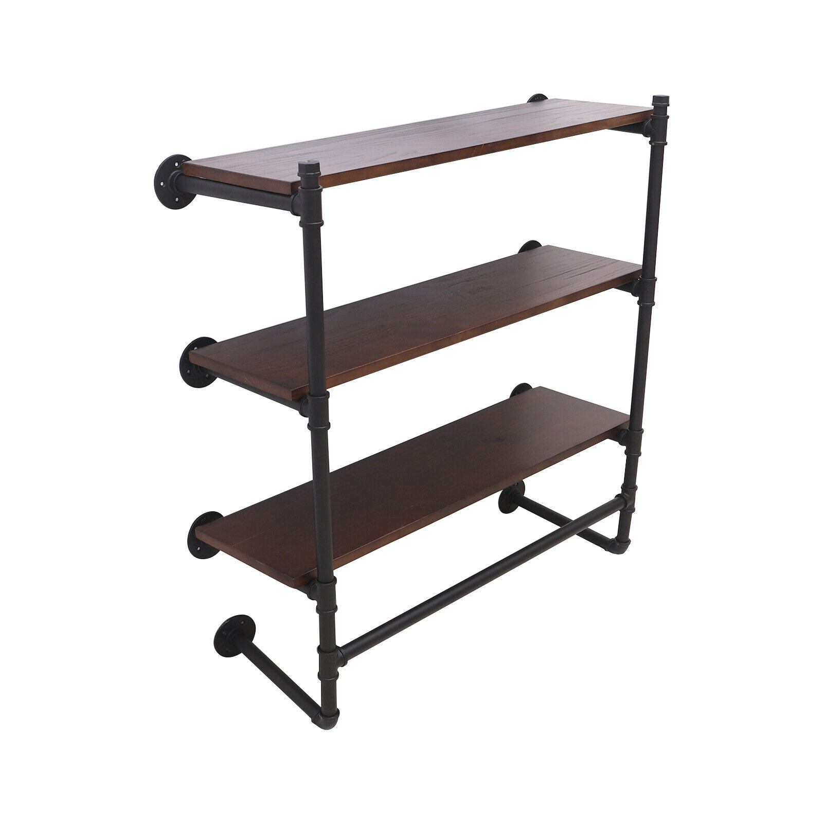 JOYDING 35.43" Vintage Floating Shelf Clothes Rack 3 Tier Bookshelf