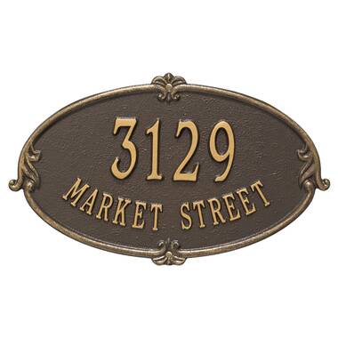 Montague Metal 6 x 10 Classic Oval Address Sign Plaque Aged Bronze/Gold Small 