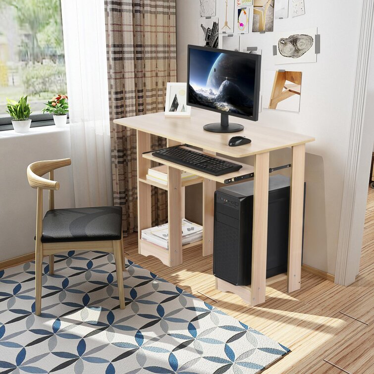 Computer Desk with Keyboard Tray Home Office Desk Desktop Modern Minimalist Desk Creative Desk Writing Desk Corner Table for Living Room,Office,Study Room Beige